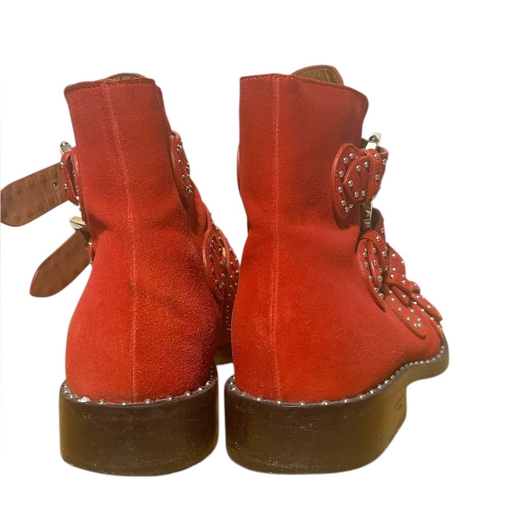 Givenchy red suede moto combat boots - Picture 7 of 9